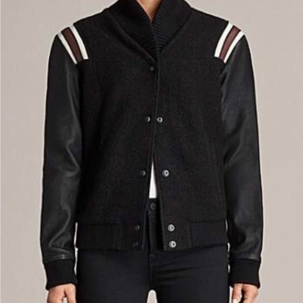 AllSaints Leather sleeves Bomber jacket